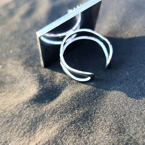 Steampunk ring stainless steel new, blue and silver