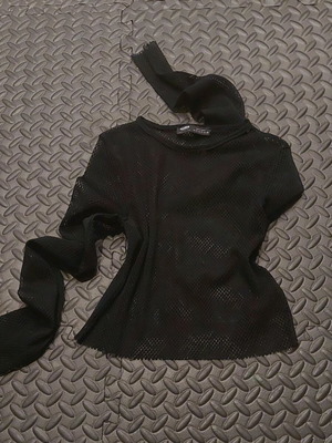 Pull&Bear black mesh crop top new
