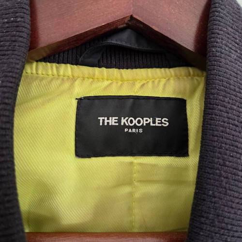 The Kooples Navy Quilted Technical Bomber Jacket L like new