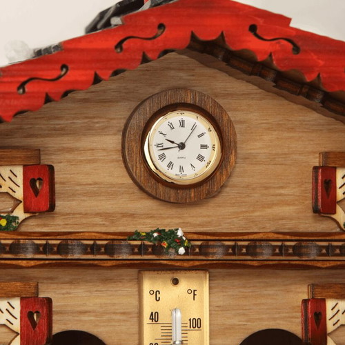 Alpine Table Clock Analog with Thermometer-Barometer New