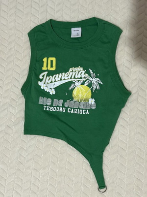Bershka green summer top like new, size S