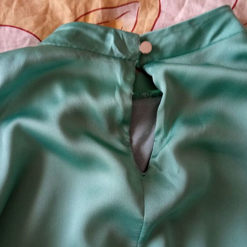 Satin blouse with gathers, mint green