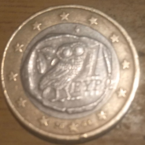 1 Euro 2004 used with minor error, Greece