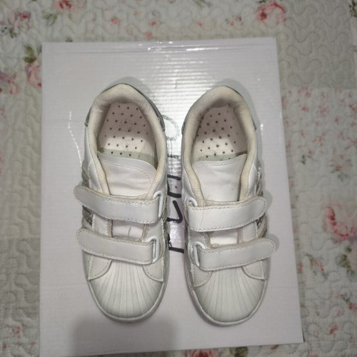 Children's white and silver athletic shoes size 31
