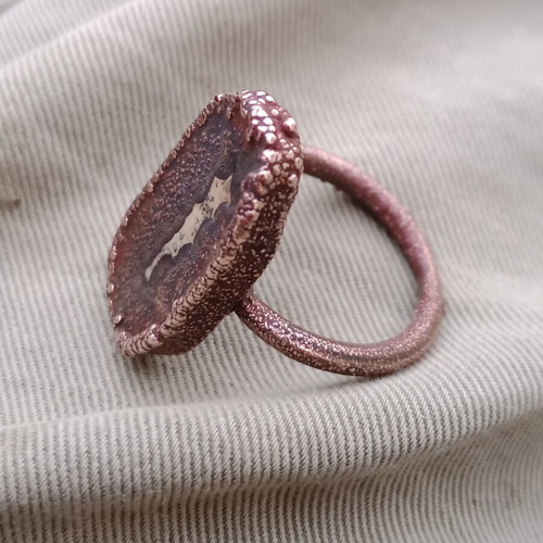Copper ring electroforming, like new, size 56-58, brown
