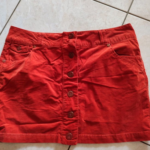 Mini corduroy skirt used, orange, size 42