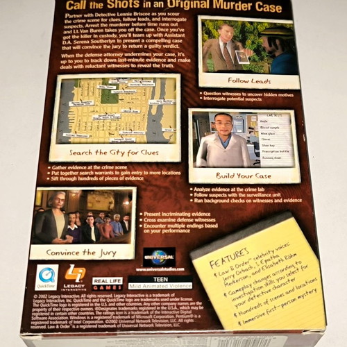 Law & Order: Dead on the Money PC game used, adventure