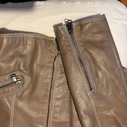 Leather women's jacket used, brown, size 36
