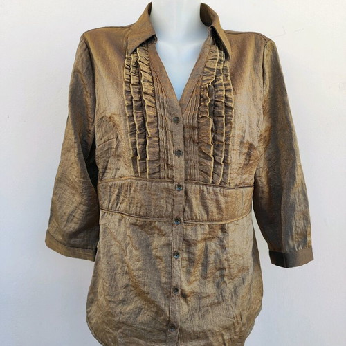 Per una blouse new, size L, brown-gold with buttons