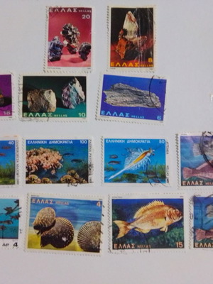 Greek stamps used, pack of 13 pieces