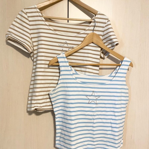 Striped blouse set Marks & Spencer like new, white and turquoise