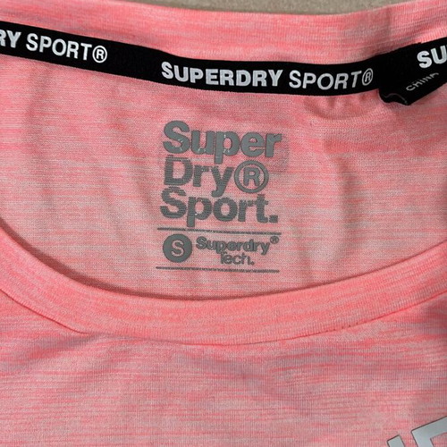 Superdry Sport T-shirt, pink melange, size S, Wake Up Work Out print