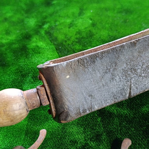 Vintage straight razors with leather strop and wooden handle