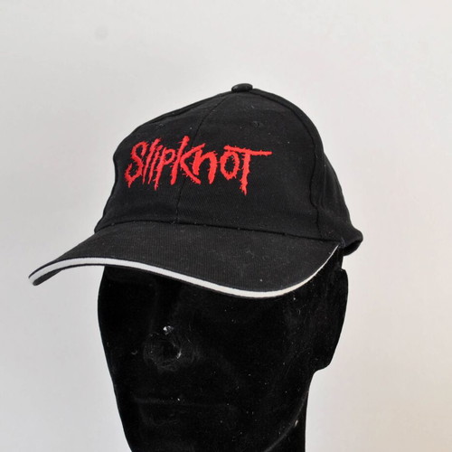 Vintage Slipknot Black Baseball Cap with Red Embroidered Logo Y2K Style