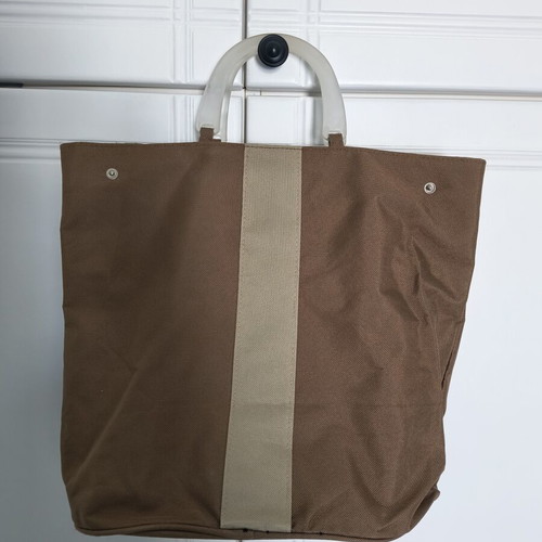 Fabric handbag with plastic handles new, brown