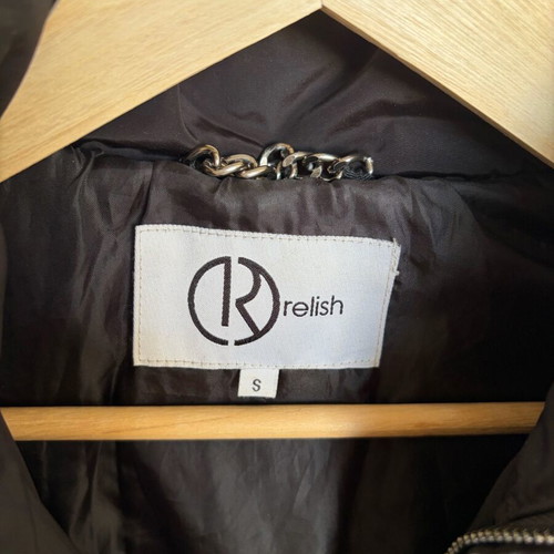 Relish women's black jacket size S like new with large collar and belt