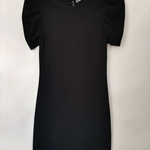 H&M fitted dress black with puff sleeves small used