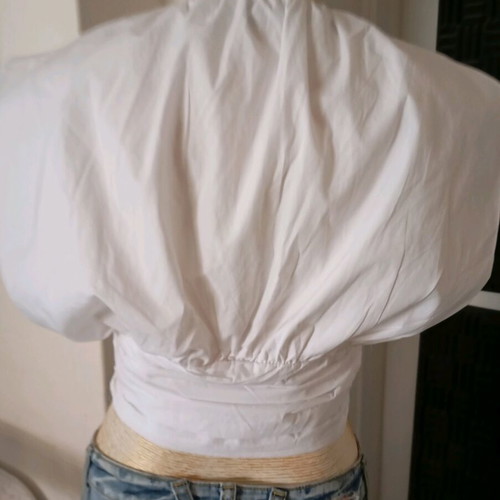 ZARA women's blouse new, size S, white cotton poplin