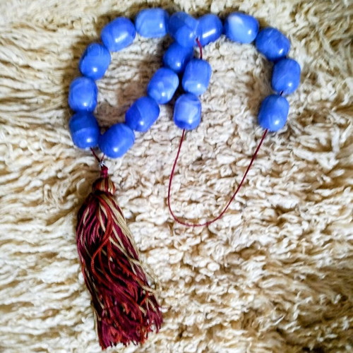 Handmade Worry Beads with Large Blue Beads New