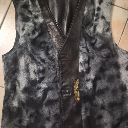 Unisex leather vest reversible, used, size XS, black