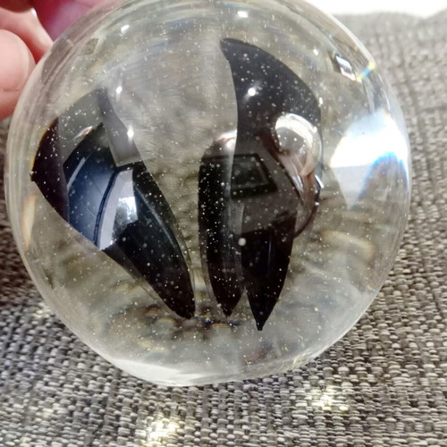 Glass decorative ball handmade, vintage blown glass, like new