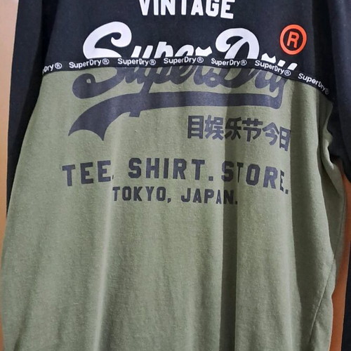 Superdry Long Sleeve Shirt Like New, Regular Fit, Size M, Black and Green