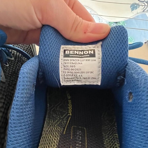Bennon safety shoes used, size 38.5, black and blue