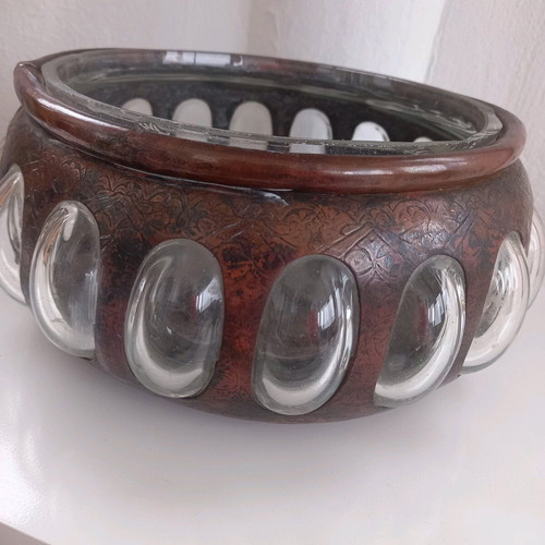 Vintage bowl used with glass and bronze from the 1980s