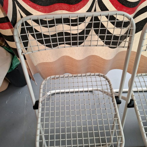 Talin folding chairs used, metal grid design, set of 2, 1980