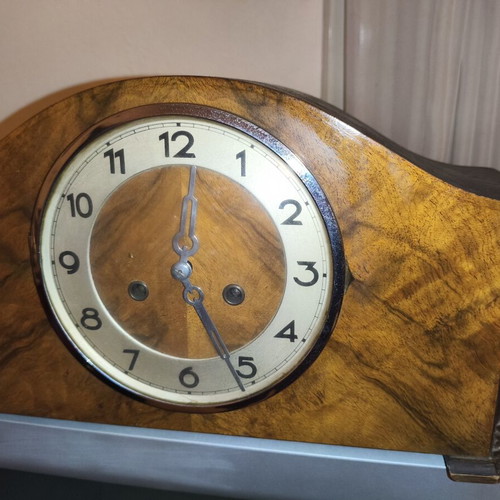 Antique German Art Deco mantel clock used with carved decoration