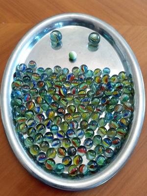 Vintage glass marbles set of about 140 pieces, 1970s