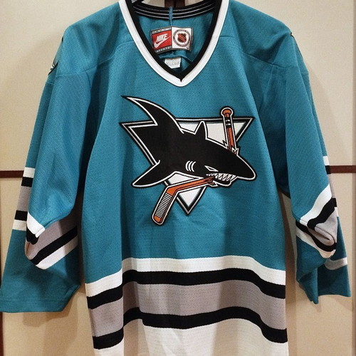 Rare Collectible Nike Vintage 90s - San Jose Sharks Authentic NHL Jersey + Bucket Hat