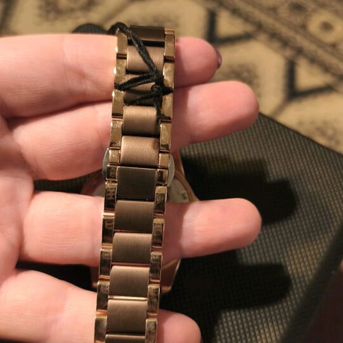 Quantum wristwatch new, brown and gold with bronze bracelet and Swarovski crystals