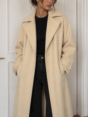 Vintage Cream Coat από 100% Pure New Wool σαν καινούργιο, ζεστό και διαχρονικό
