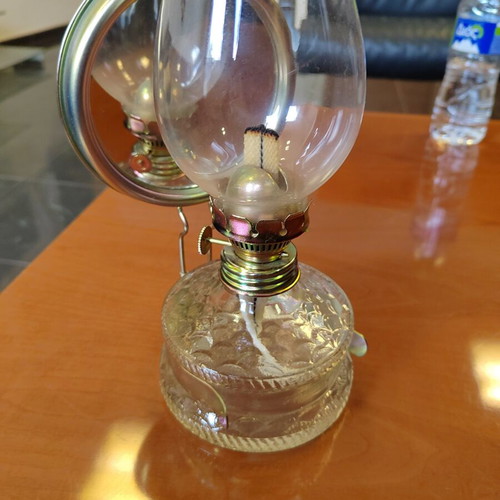 Vintage oil lamp with mirror reflector like new