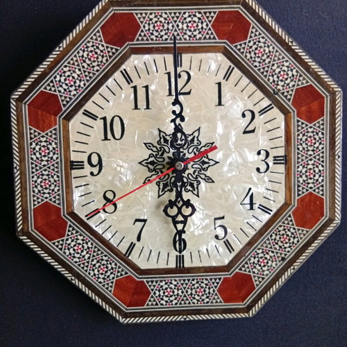 Wall clock intarsia 38 cm like new, digital