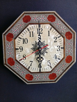 Wall clock intarsia 38 cm like new, digital