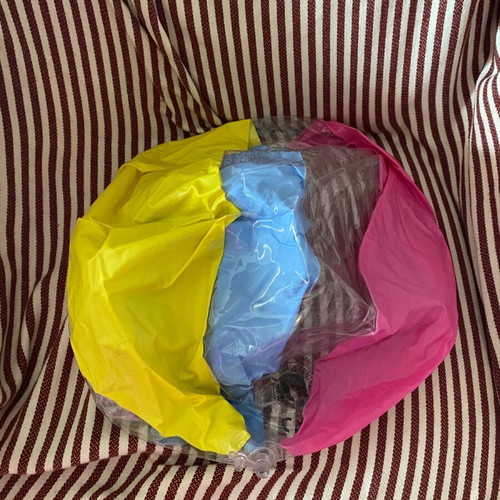 Inflatable beach ball used without packaging