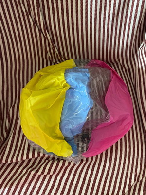 Inflatable beach ball used without packaging