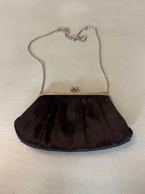 Achilleas Accessories bag used, black satin evening with silver chain