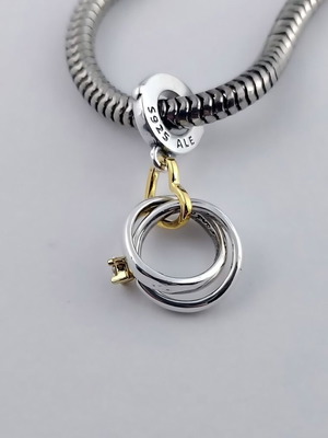 Charm with Two-Tone Wedding Rings Silver 925 New