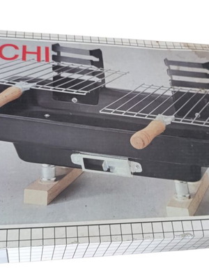 Portable charcoal grill new, steel body, 2 independent grills with wooden handles