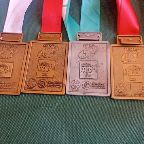 Collectible Set of 6 Athens Half Marathon Medals 2016-2018 like new