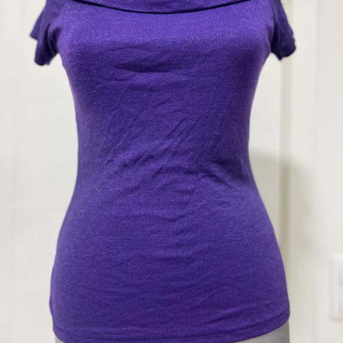 Morgan purple shiny off shoulder top, new, size small