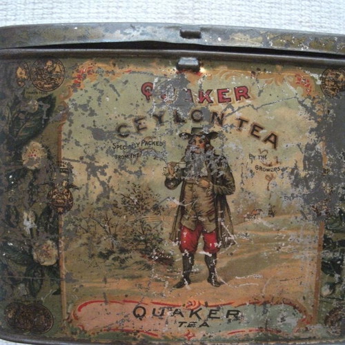 Quacker Celyon Tea metal box used with wear