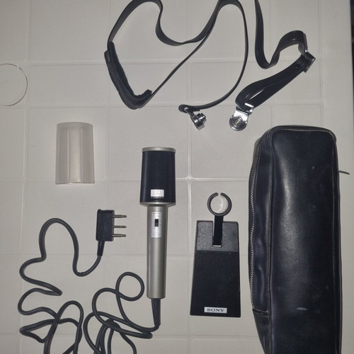Sony Single Point Stereo Dynamic Microphone F 99S with Stand, Case and Belt
