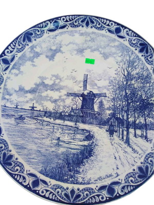 Διακοσμητική πιατέλα πορσελάνης Boch Delft καινούργια, 34 εκ., Royal Sphinx Holland