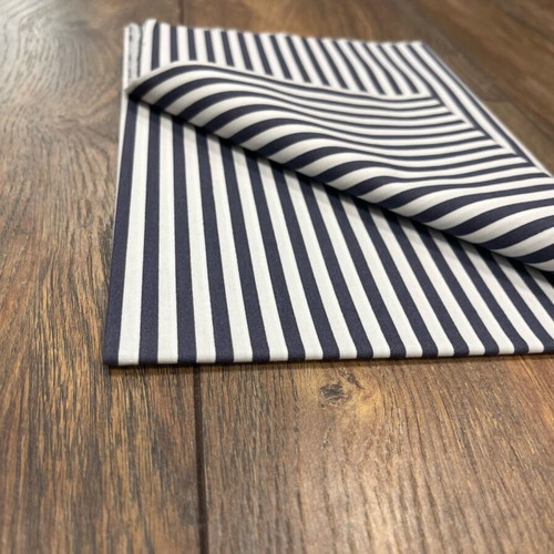 Striped fabric 0.50 x 1.50 like new, white - navy