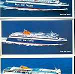  ΠΑΛΙΕΣ ΚΑΡΤΠΟΣΤΑΛ. ΚΑΡΑΒΙΑ. " Blue Star Ferries". 9 διαφορετικές καρτ-ποστάλ.