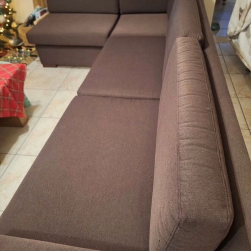 Corner sofa 3 x 1.70 m, brown, water-resistant fabric